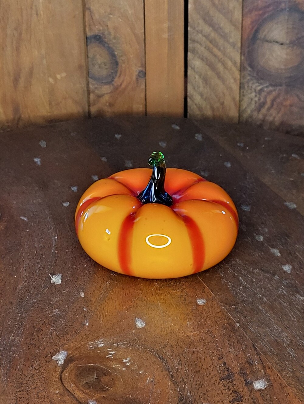 Hand-Blown Orange Glowy Glass Pumpkin - Picture 6 of 11